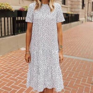 NWT The Drop Elegant Black and White Polka Dot Midi Dress